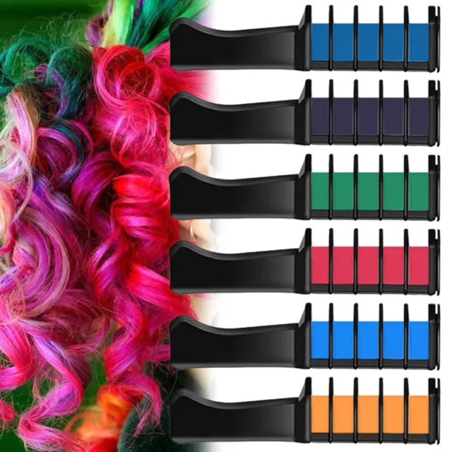 6 Colors Hair Chalk Comb Temporary Hair Color Dye Washable Hair Chalk For Gi-wf