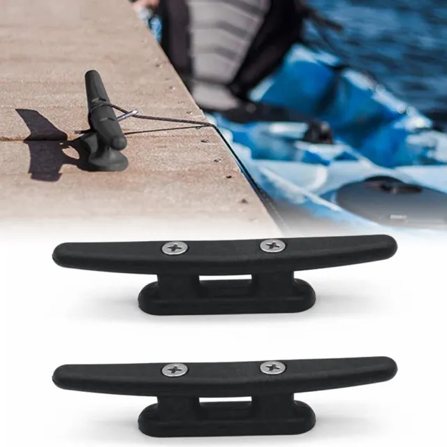 2x 98MM Nylon Noir 2 Trou Fixations - Marine Bateau Pont Corde Cravate Sécurisé