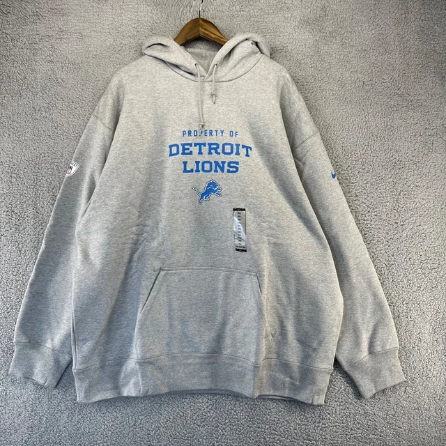Nike Detroit Lions Sweater Men's 3XL Gray Hoodie Sweatshirt Graphic Team NEW