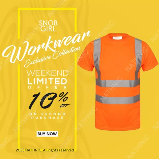 Hi Viz Vis Visibility Short Sleeve T-Shirt Crew Neck Safety Work Wear Top UK