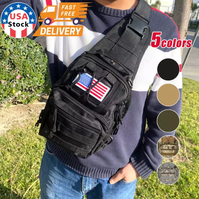 Mochila Bandolera de Pecho para Hombre Bolso Deporte Transversal Táctico Militar