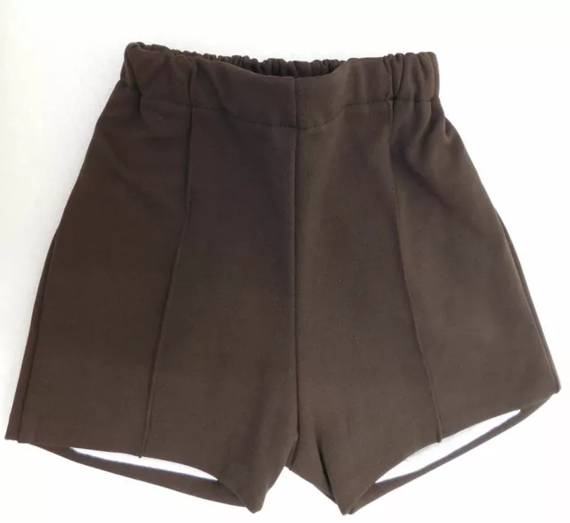 Pantaloncini vintage scuola PE marrone età 5 6 INUTILIZZATI ANNI '70 nylon bambini kit ragazzo bambina