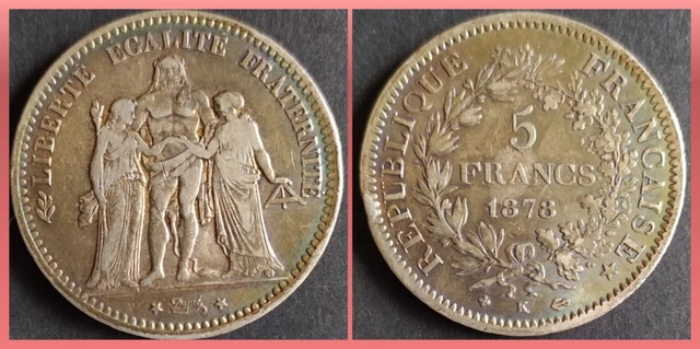 Pièce De Monnaie 5 Francs Hercule Argent 1875 - France - État SUP (Presque Neuf)