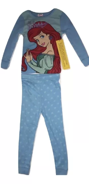 Disney Girls Princess Ariel 2 Piece Blue Pajama Set