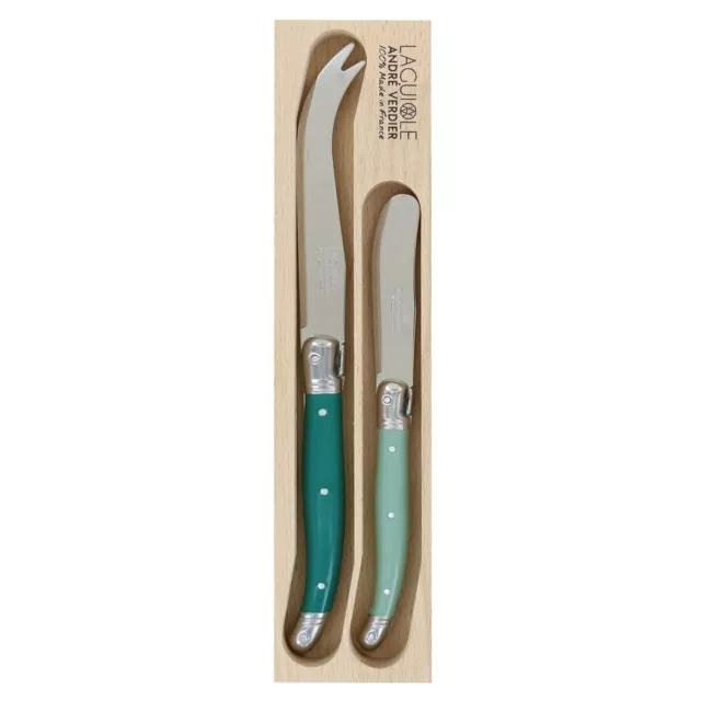 NEW Laguiole Andre Verdier Debutant Cheese Knife Set - Green | Bnb Supplies