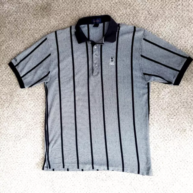 Antigua Golf Polo Shirt Men's Large Blue Striped Glen Abbey Canadian Outdoor