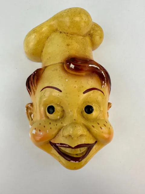 The Chef Face Head Large Wall Chalk Ware Figurine 1950 Size 7 Inch