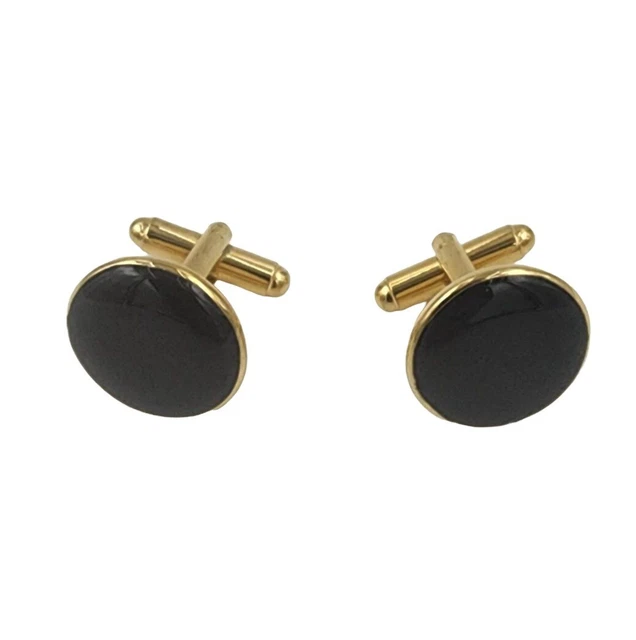 Cufflinks Faux Onyx Formal Clasic Tuxedo Gold and Black Elegant