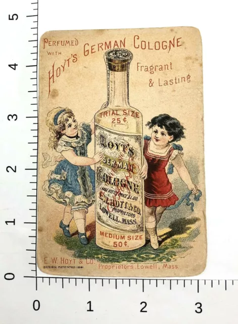 1880's Hoyt's German Cologne Victorian Trade Card Two Girls & Cologne Bottle E12 2