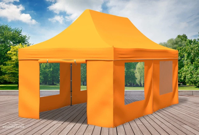 Faltpavillon Faltzelt Pavillon 3x6m Orange Gartenzelt Klappzelt Wasserdicht