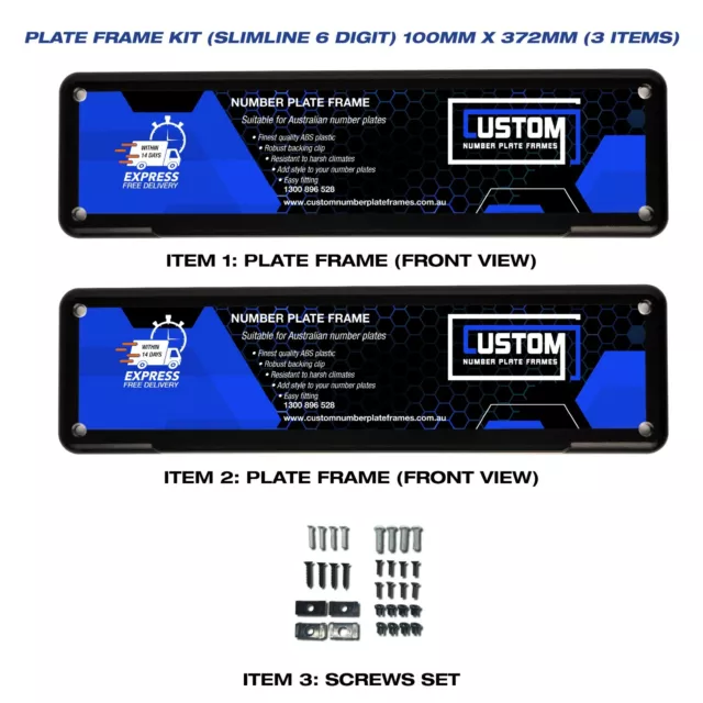Slimline Number Plate Cover - 100mm x 372mm in high grade ABS plastic.