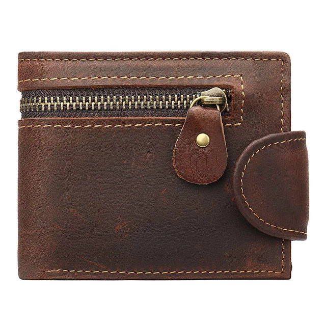 Mens Wallet Genuine Leather RFID Zipper Bifold Credit Card Holder Pocket Purse 7