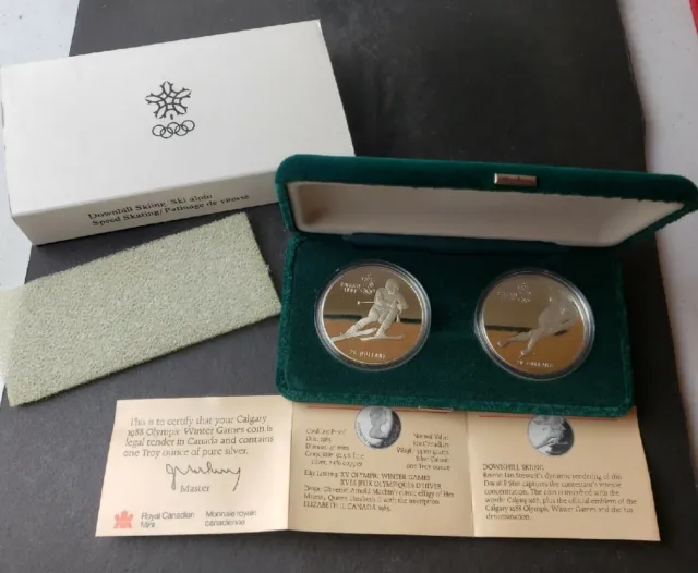 Two 1985 Canada Proof $20 Sterling Silver Olympic Coins