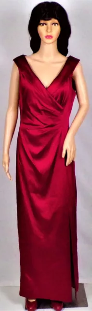 TAHARI BY ARTHUR S. LEVINE size 10 red satin sleeveless full-length gown