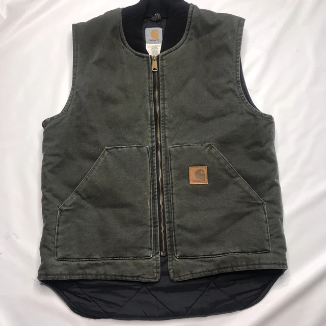 Vintage Carhartt V02 MOS Vest Medium Union USA Made Workwear Miss Green Quilted