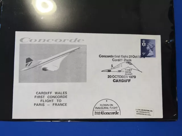 Concorde First Flight Flown Cover - Cardiff Wales to Paris France 1979 - BA