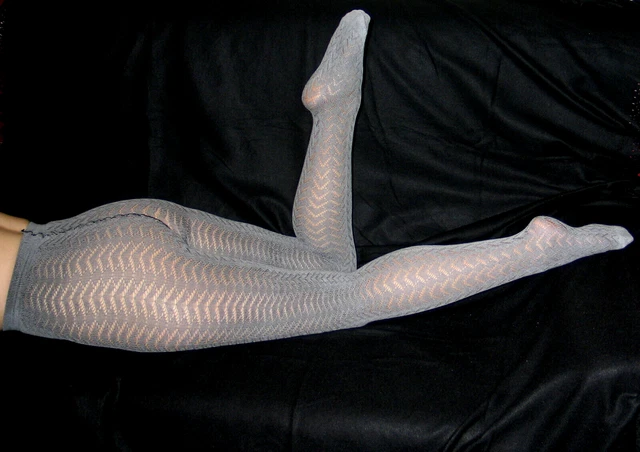 Collants Phildar Taille 2 - Motif Relief Gaufré Gris, Nylon, Vintage, Neuf Avec étiquettes