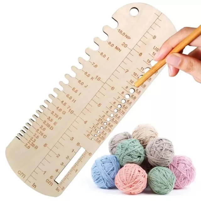 Wooden Sock Blockers for Knitting Needle Gauge Crochet Size Measurement  Ruler Weaving Tool Needle Measuring Tool