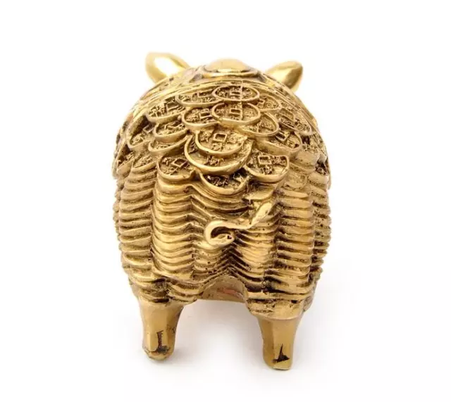 Collectable Chinese Handwork Old Copper Money Coin Pig Statue 3