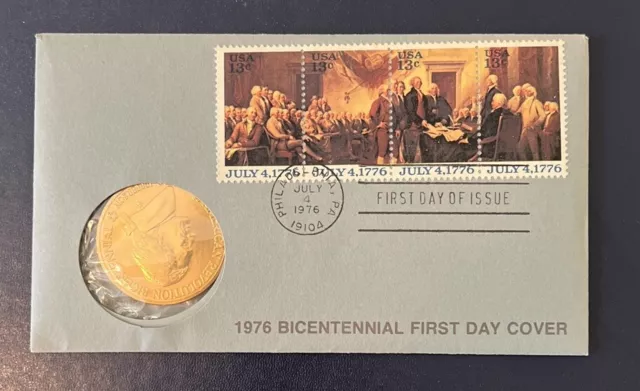 1976 Bicentennial First day cover with Jefferson Coin