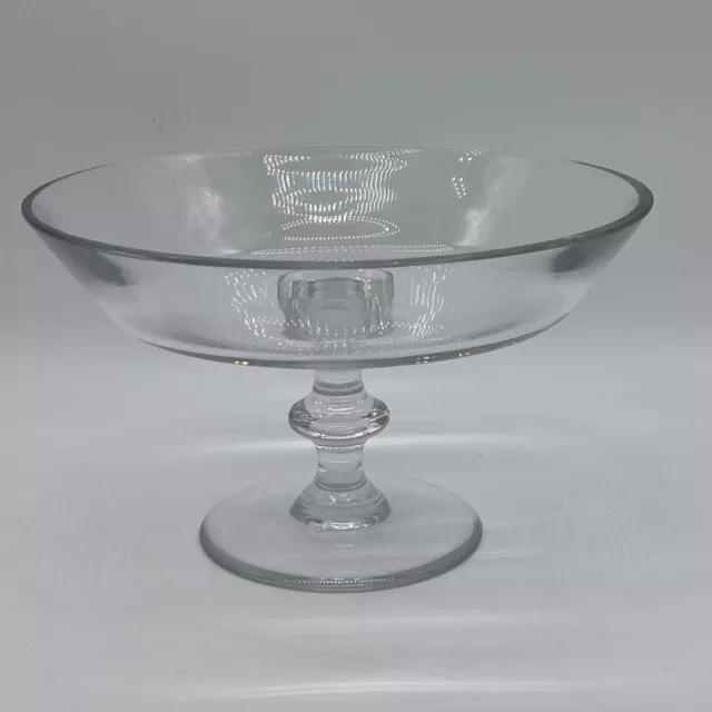 VAL ST LAMBERT CLEAR CRYSTAL FOOTED Belgian Plain State Pedestal Bowl - Signed