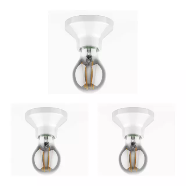 3x Lampada da soffitto Elektra porcellana bianca + LED Lampadina 370lm, extra-bi