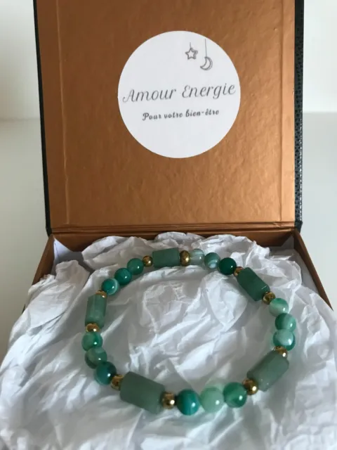 Bracelet Perles et Tubes Aventurine Verte