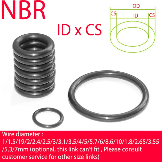 Nitrile Rubber O-Ring CS 7mm NBR Oring Seal Sealing ID 16mm- 740mm Oil Resistant