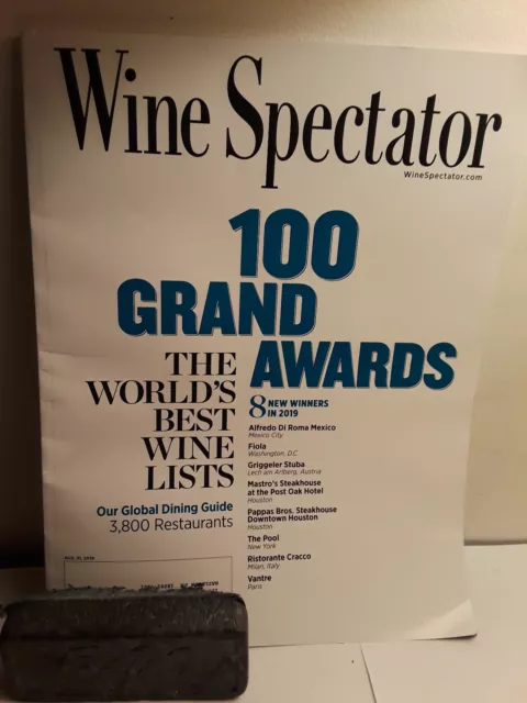 Wine Spectator Magazine - 100 Grand Awards - Aug. 31 2019 Issue
