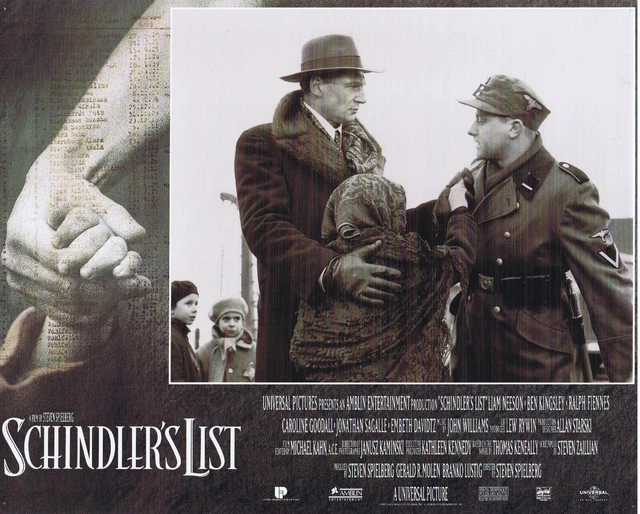SCHINDLER'S LIST ORIGINAL Lobby Card 2 Liam Neeson Ben Kingsley Steven Spielberg EUR 18,11