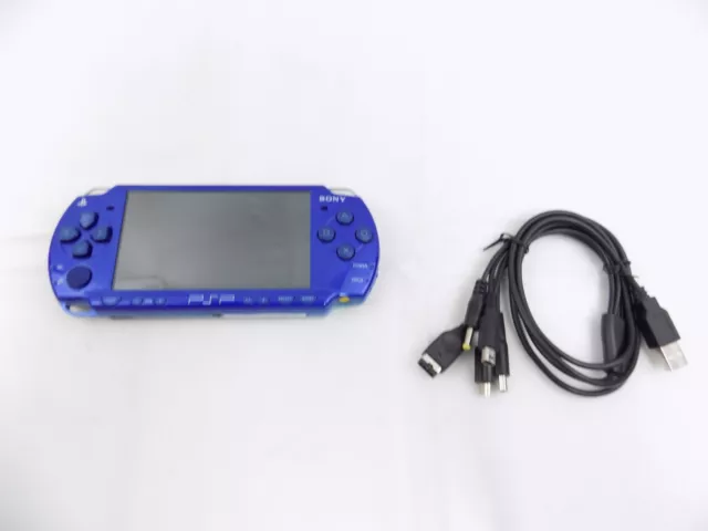 Playstation Portable PSP Metallic Blue 2000 w/Charger Handheld Console (See I...