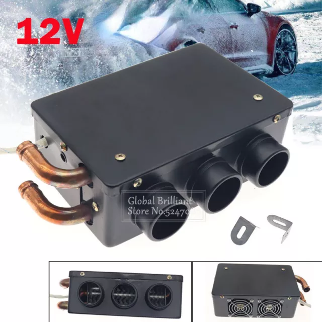 Portable Car Vehicle Heating Heater Fan Defroster Demister 12V 24W Black 3 Hole