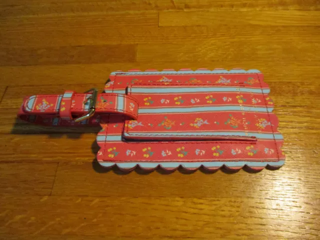 Luggage Tag Label Pink granny print in cowhide Leather by Pencil & Paper Co.
