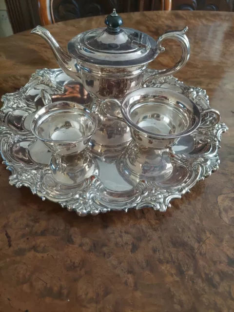 Silver Plated Tea Set With Tray