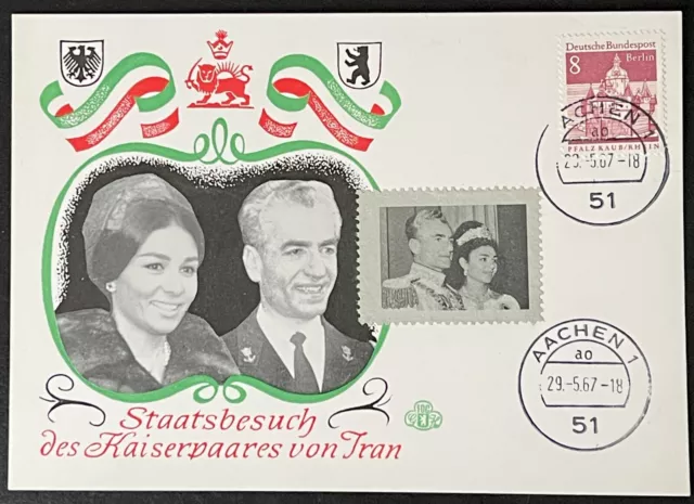 1967 State Visit of Shah Persia Middle East Persia Germany Post Card