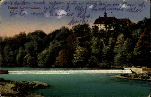 Bahnpost Stempel auf Postkarte 1926 Schloss (Castle) Lichtenwalde Helicolorkarte
