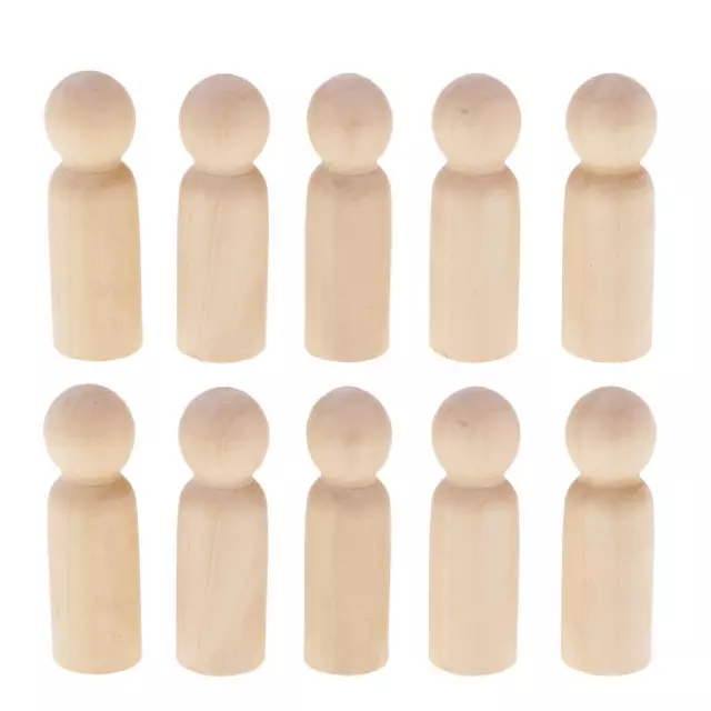 10 Pieces Unfinished Wood Blank DIY People Wooden Peg Dolls Bodies 63x20mm