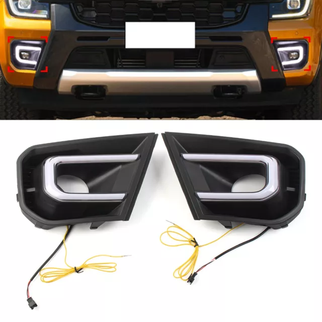 LED Daytime Running Light Yellow Turn Signal For Ford Ranger Wildtrak 2022-2023