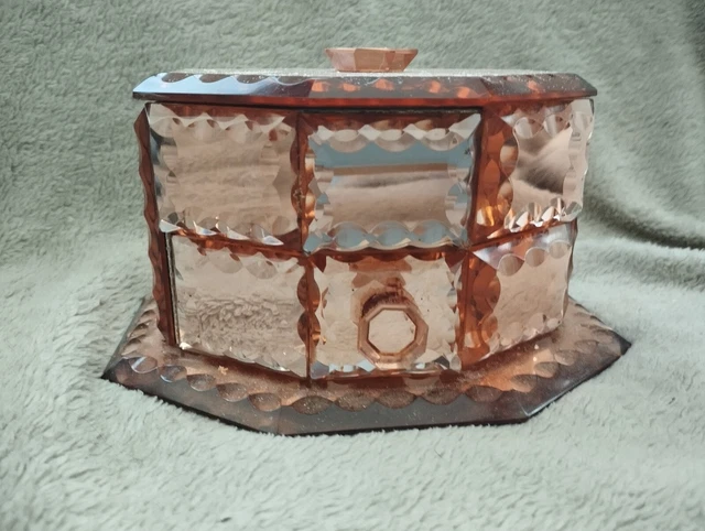 Boîte à Bijoux Vintage Années 50 - Coffret En Verre Miroir Avec Miroir Biseauté - La Rochelle
