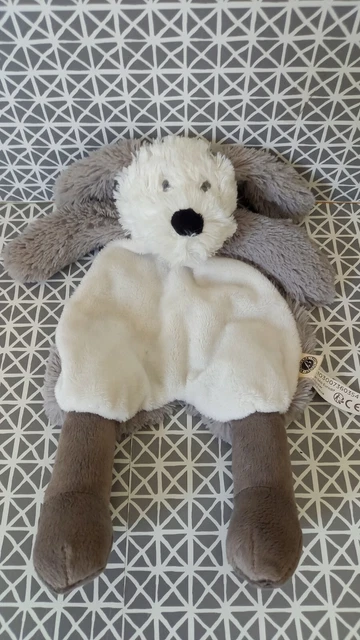 Doudou plat chien gris blanc Bouchara Eurodif