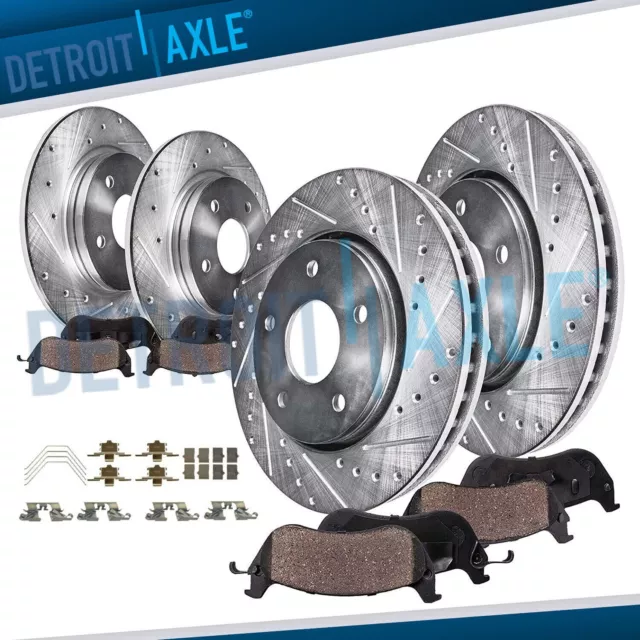 Front Rear Drilled & Slotted Disc Brake Rotors + Brake Pads for MKZ Mazda and 6