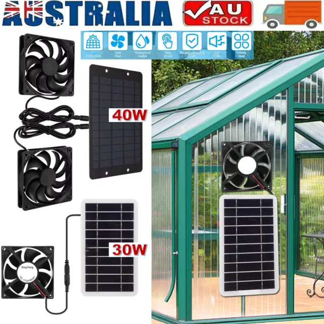 30W/40W Solar Powered Exhaust Fan Roof Attic Air Ventilation Van Fan For Pet RV