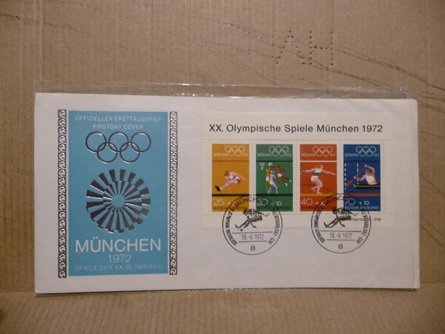 BUND - FDC mit Block 8 Olympiade 1972 in München