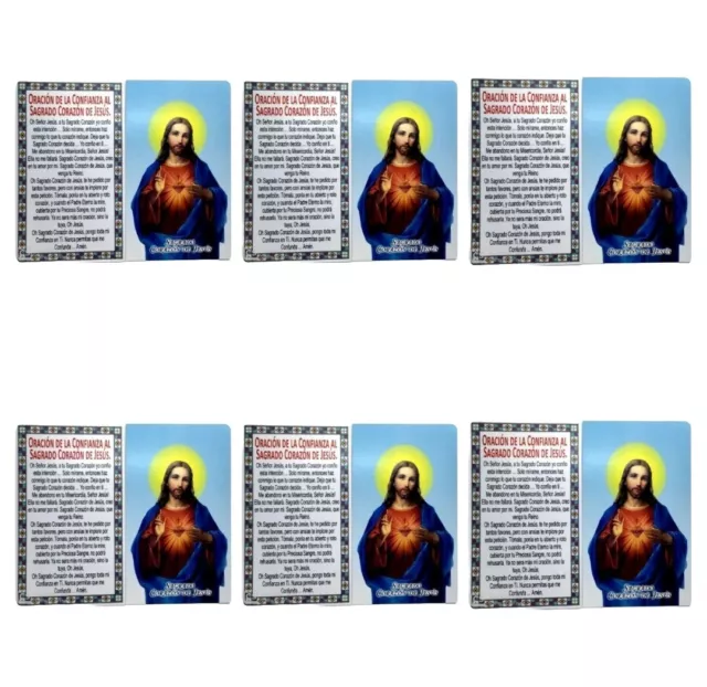 6 Corazón de Jesús Estampa Laminada San Corazón de Jesús Oración Santa Tarjeta Española 3