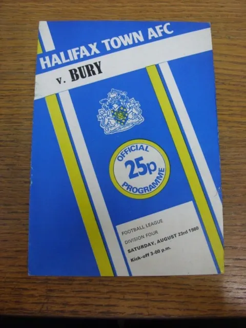 23/08/1980 Halifax Town v Bury  . UK ORDERS ALL INCLUDE FREE ROYAL MAIL POSTAGE.