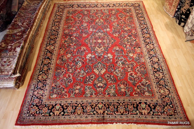 _ANTIQUE_SAROUK_RUG_9'x13' Circa 1930's handmade red background wool ***RUG***