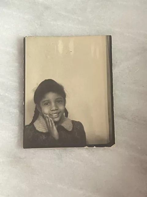 vintage cute african american black girl hand on face pretty sweet photo booth