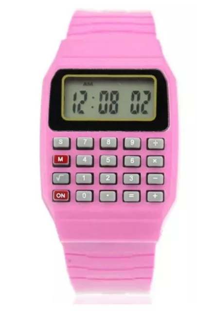 Orologio Calcolatrice Rosa Femmine Polso per Bambini Bimbe Bambine Wristwatch