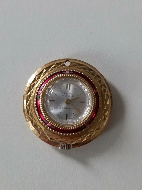 VINTAGE HANOWA 17 JEWELS SWISS GOLD Plated PENDANT POCKET