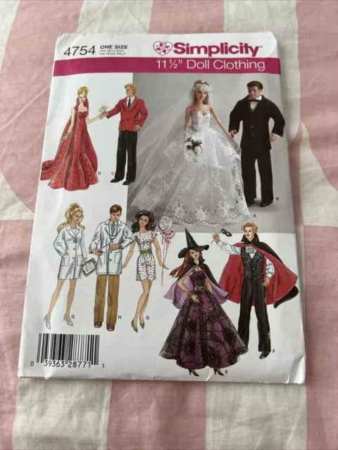 Simplicity 4702 Barbie Doll Clothes Wardrobe Pattern Dress Pants Top